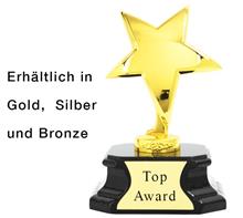 Trophäe "Stern" gold-silber-bronze: Exklusive Trophäe "STERN" Metallguß auf Kunstharzsockel, Oberfläche: g