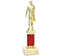 Trophäe inkl. Figur Vertreter "F182": Trophäe inkl. plastischer, goldener Figur "VERTRETER/VERKÄUFER" Als Eh