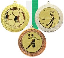 Medaille "ALBA" inkl. Riese u. Band: Medaille im modernen Design inkl. Emblem "RIESE" Ø50mm und Band 2,2cm Ih