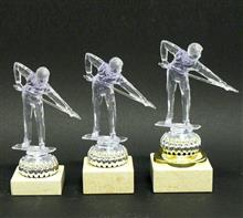 Trophäe "Billard" Acrylfigur: Plastische "BILLARD" Figur aus Acryl auf beigem Marmorsockel.